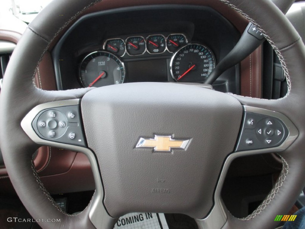 2015 Chevrolet Silverado 2500HD High Country Crew Cab 4x4 High Country Saddle Steering Wheel Photo #98874465