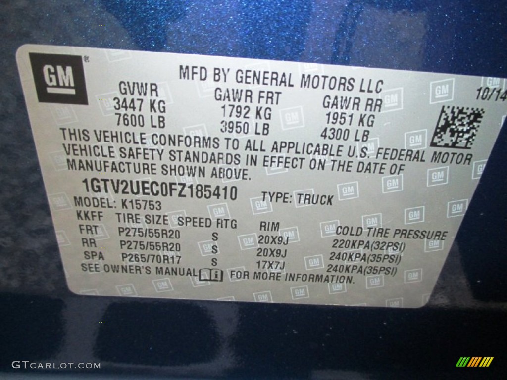 2015 GMC Sierra 1500 SLE Double Cab 4x4 Info Tag Photo #98877734
