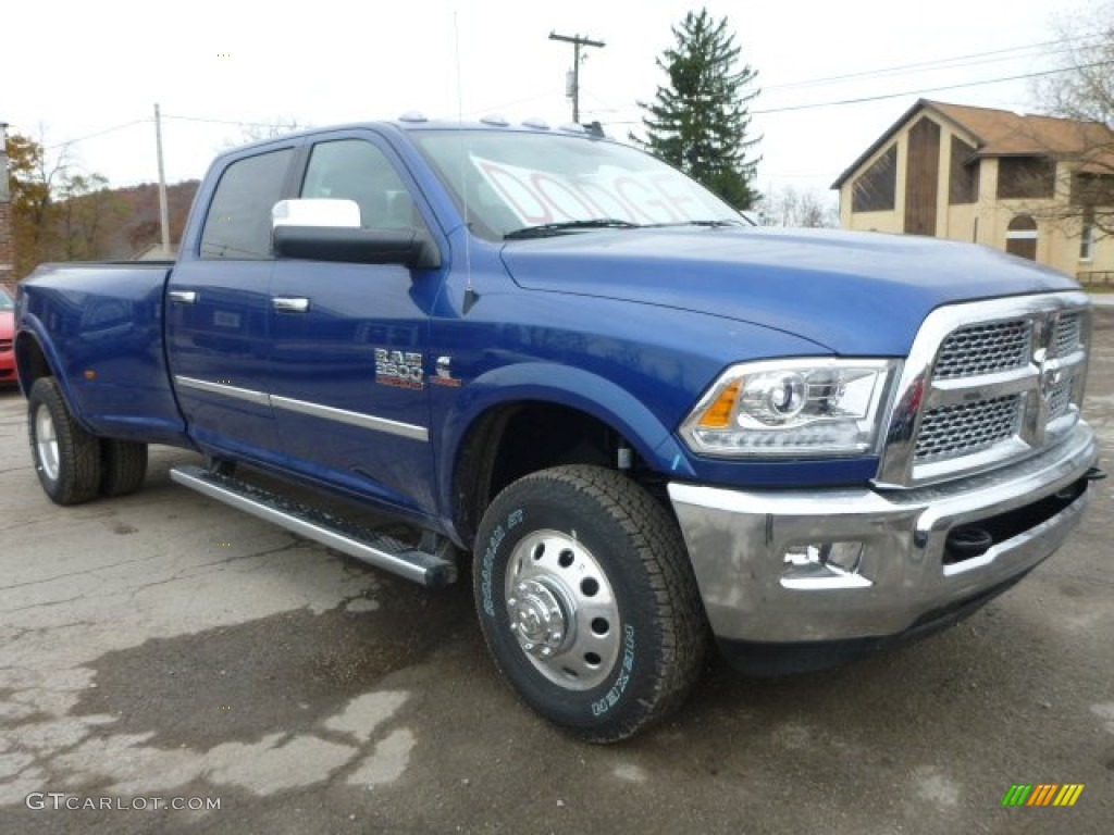 Blue Streak Pearl 2015 Ram 3500 Laramie Crew Cab 4x4 Dual Rear Wheel Exterior Photo #98885222