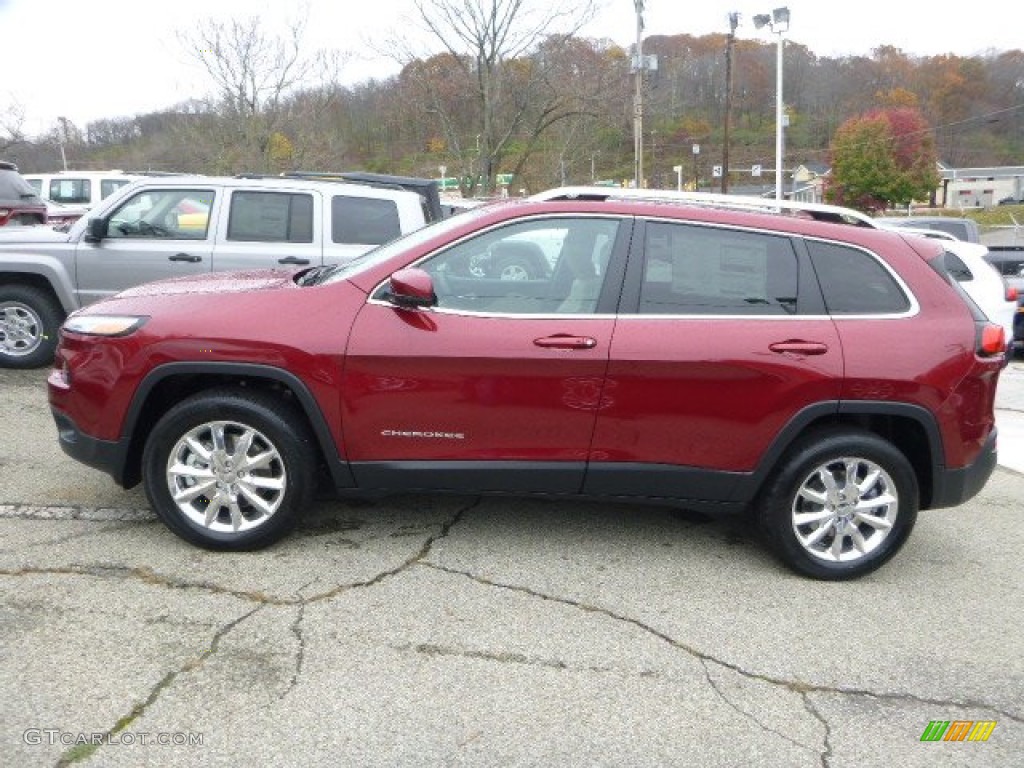2015 Cherokee Limited 4x4 - Deep Cherry Red Crystal Pearl / Black/Light Frost Beige photo #2