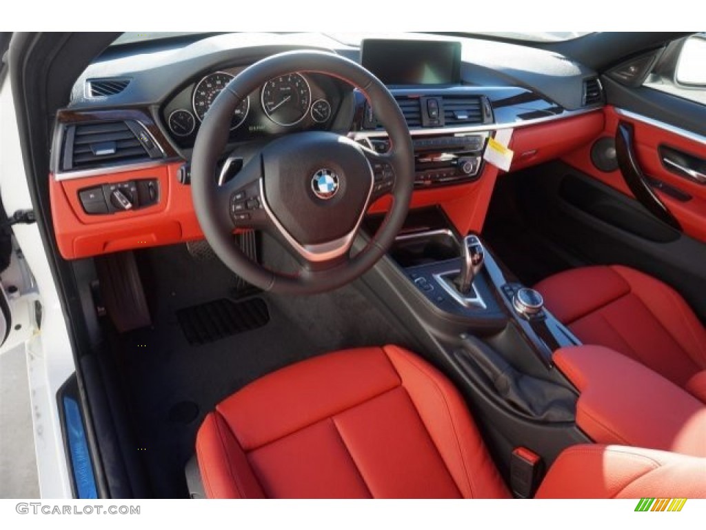 Coral Red/Black Highlight Interior 2015 BMW 4 Series 428i Gran Coupe Photo #98897719