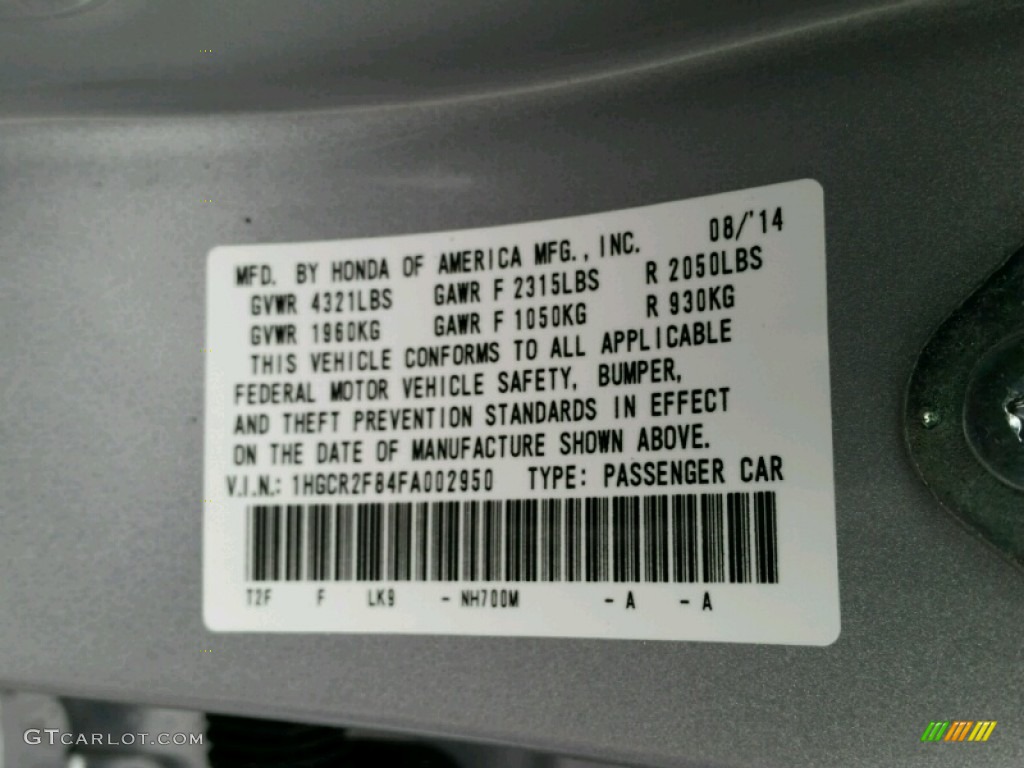2015 Accord EX-L Sedan - Alabaster Silver Metallic / Black photo #4