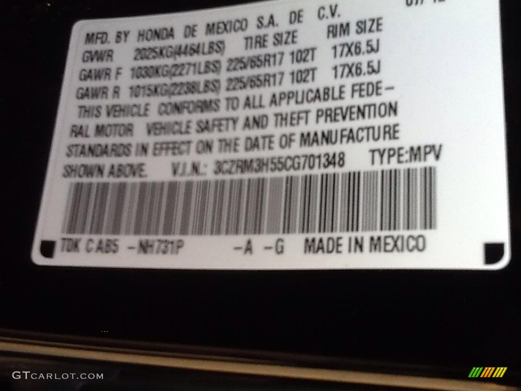 2012 CR-V EX - Crystal Black Pearl / Black photo #5