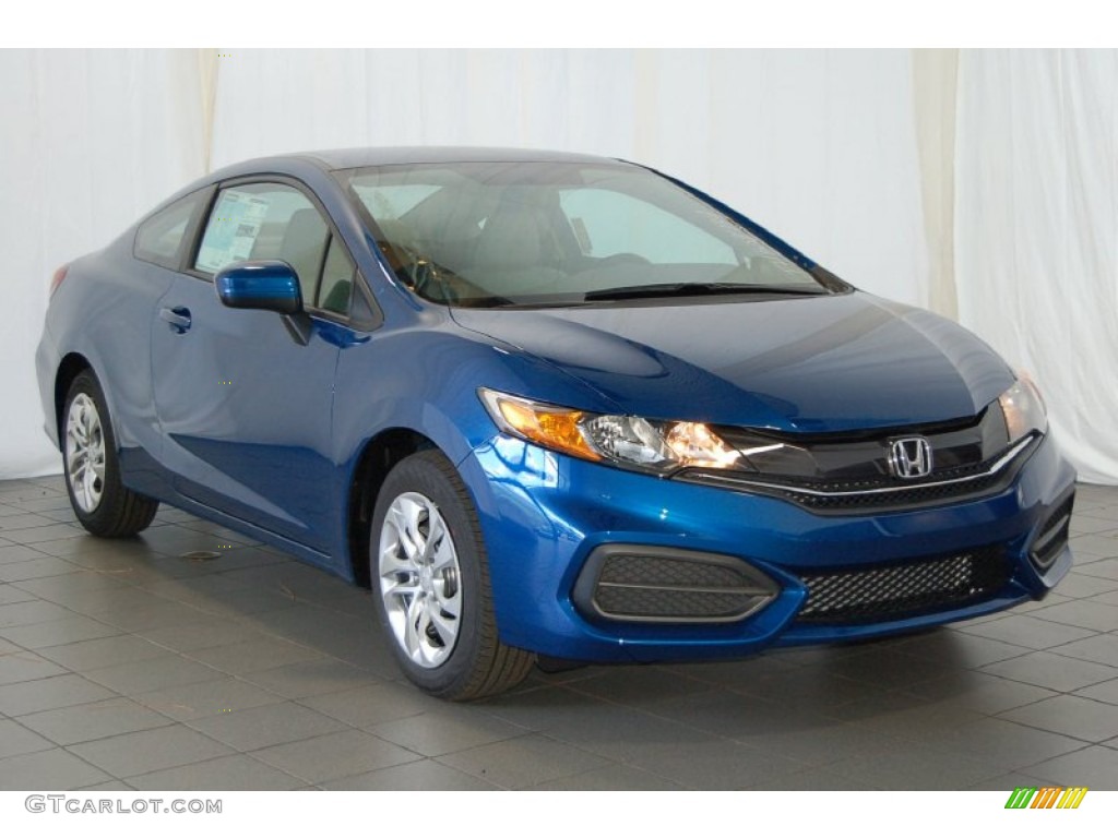 2015 Civic LX Coupe - Dyno Blue Pearl / Gray photo #2