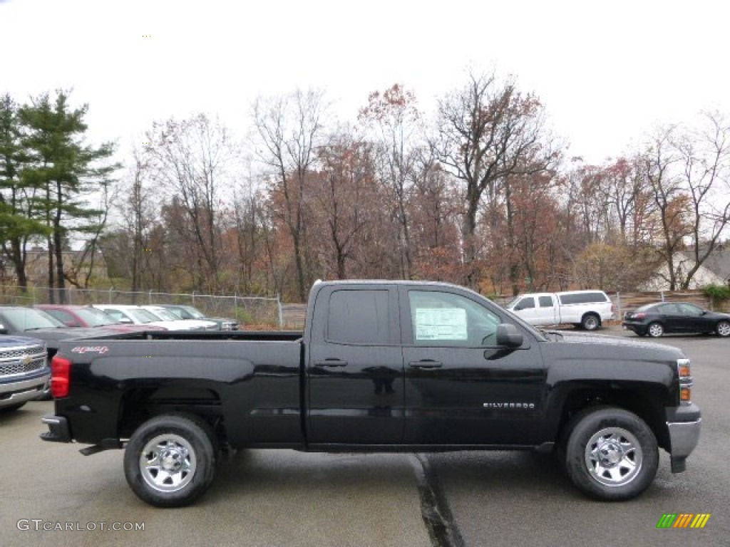 Black 2015 Chevrolet Silverado 1500 WT Double Cab 4x4 Exterior Photo #98908105