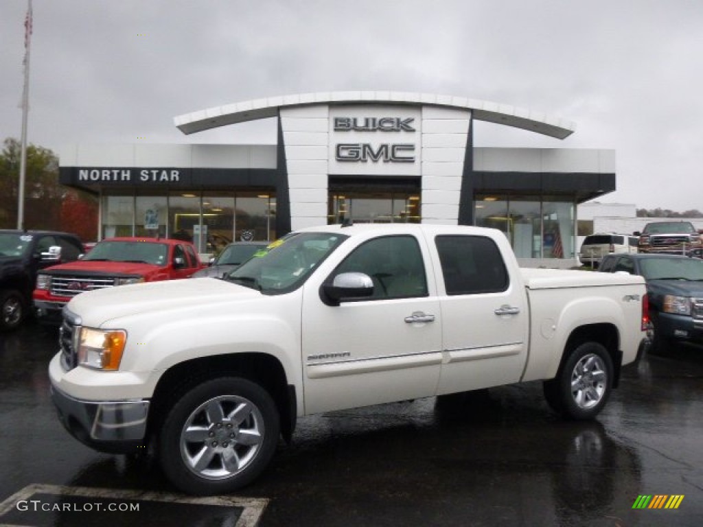 2012 Sierra 1500 SLT Crew Cab 4x4 - White Diamond Tricoat / Very Dark Cashmere/Light Cashmere photo #1
