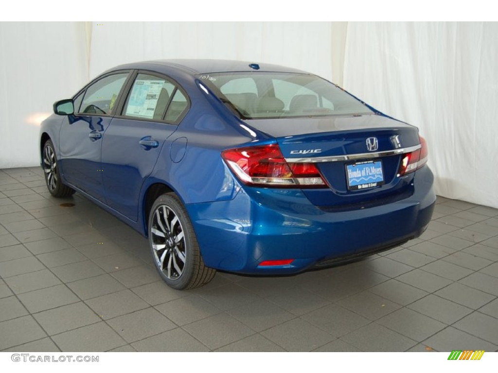 2015 Civic EX-L Sedan - Dyno Blue Pearl / Gray photo #9