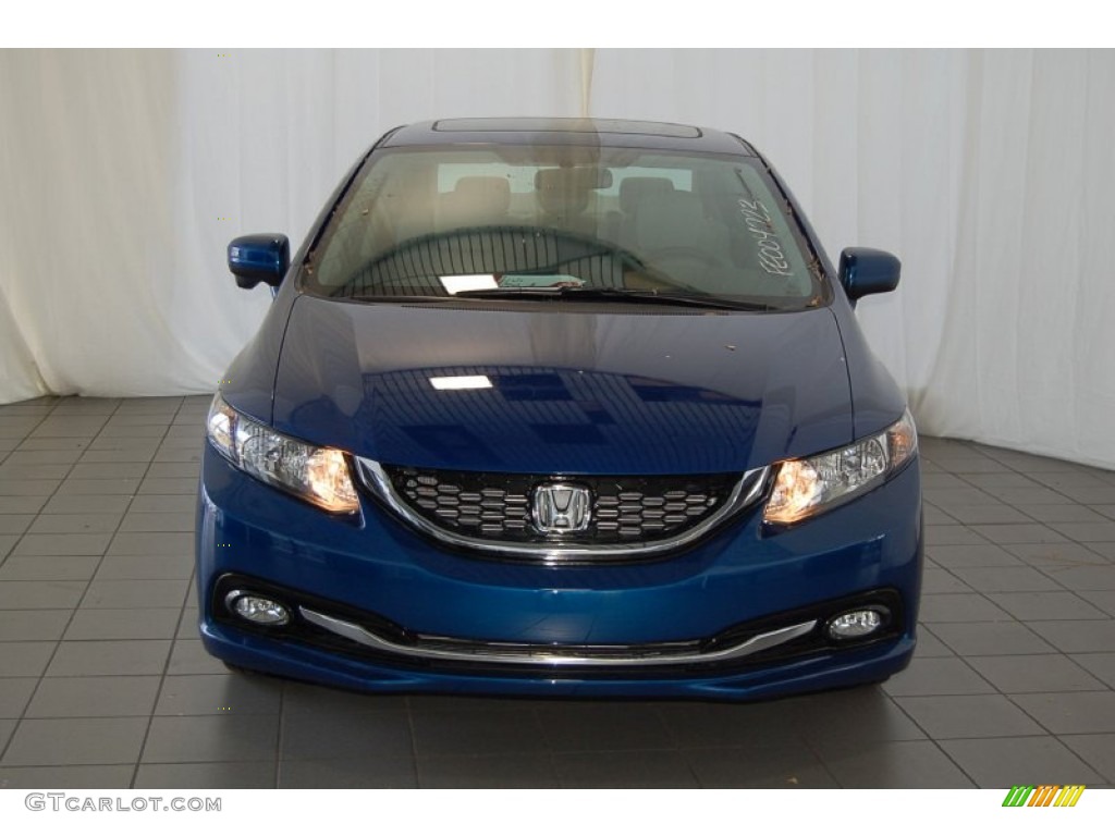 2015 Civic EX-L Sedan - Dyno Blue Pearl / Gray photo #3