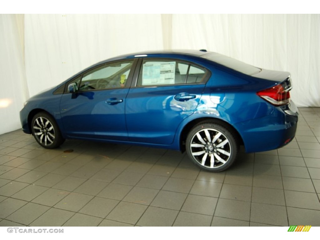 2015 Civic EX-L Sedan - Dyno Blue Pearl / Gray photo #8
