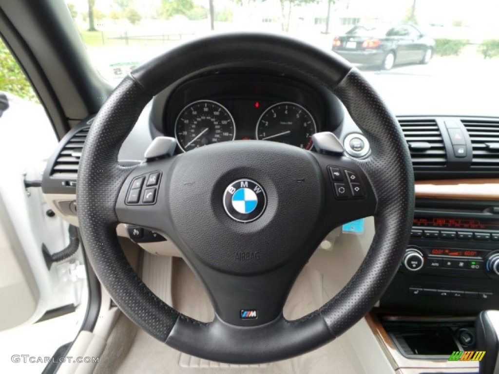 2008 BMW 1 Series 135i Convertible Savanna Beige Steering Wheel Photo #98921530