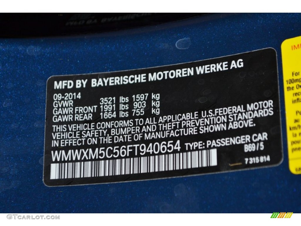 2015 Cooper Color Code B69 for Deep Blue Metallic Photo #98928385