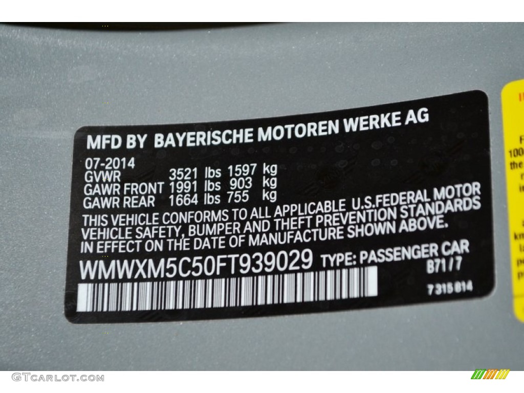 2015 Cooper Color Code B71 for Moonwalk Gray Metallic Photo #98928538