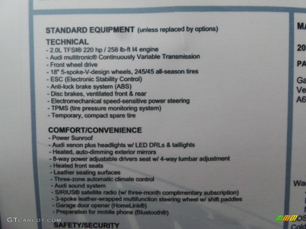2015 Audi A6 2.0T Premium Plus Sedan Window Sticker Photo #98934757