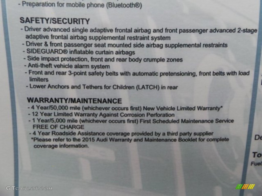 2015 Audi A6 2.0T Premium Plus Sedan Window Sticker Photo #98934781