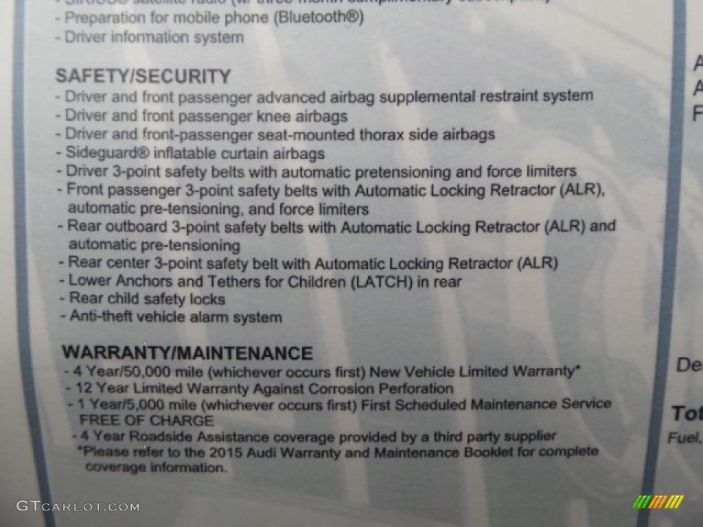2015 Audi A3 2.0 TDI Premium Window Sticker Photo #98943638