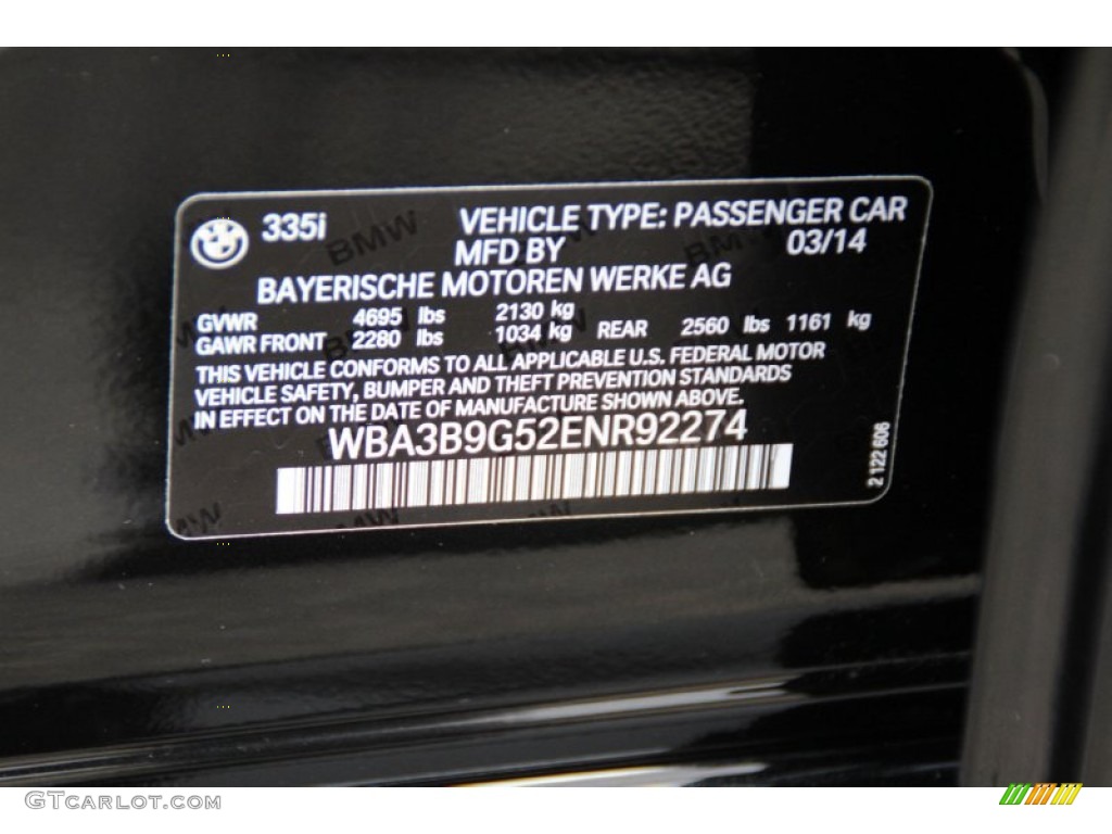 2014 3 Series 335i xDrive Sedan - Black Sapphire Metallic / Black photo #34
