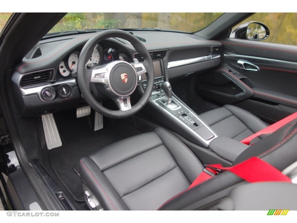 Black Interior 2014 Porsche 911 Turbo Cabriolet Photo #98955790