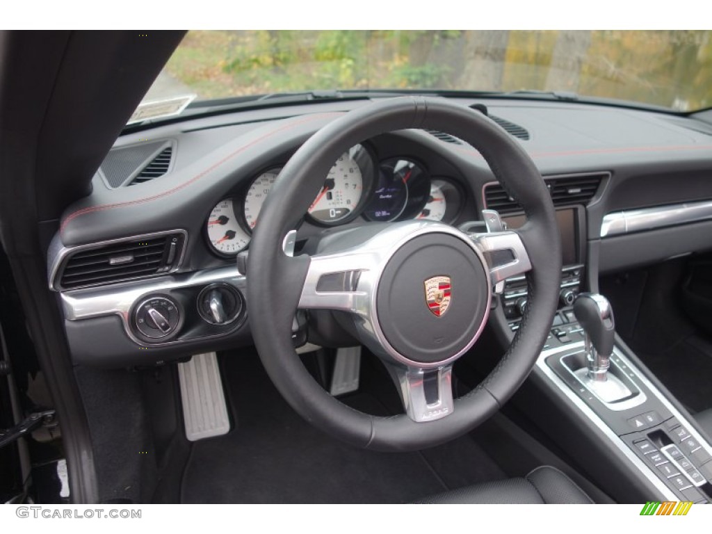 2014 Porsche 911 Turbo Cabriolet Black Steering Wheel Photo #98956055