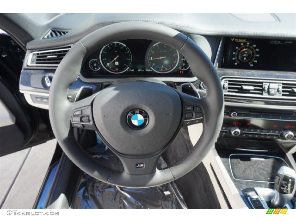 2015 BMW 7 Series 740i Sedan Ivory White/Black Steering Wheel Photo #98956309