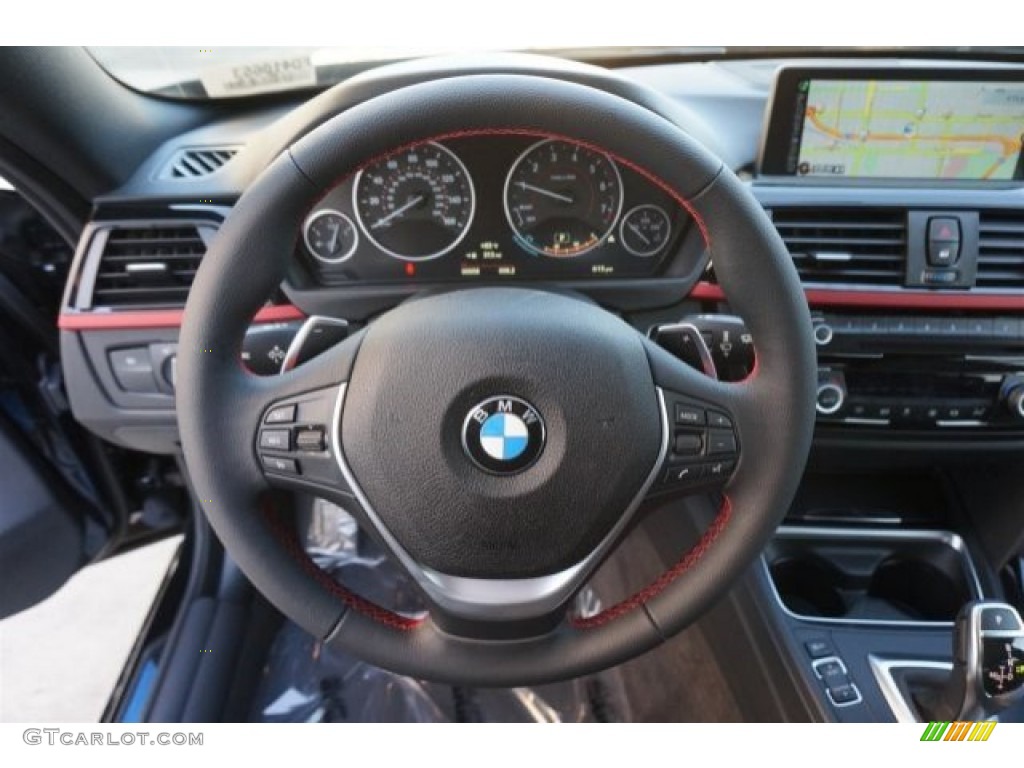 2015 BMW 4 Series 428i Gran Coupe Black Steering Wheel Photo #98956885