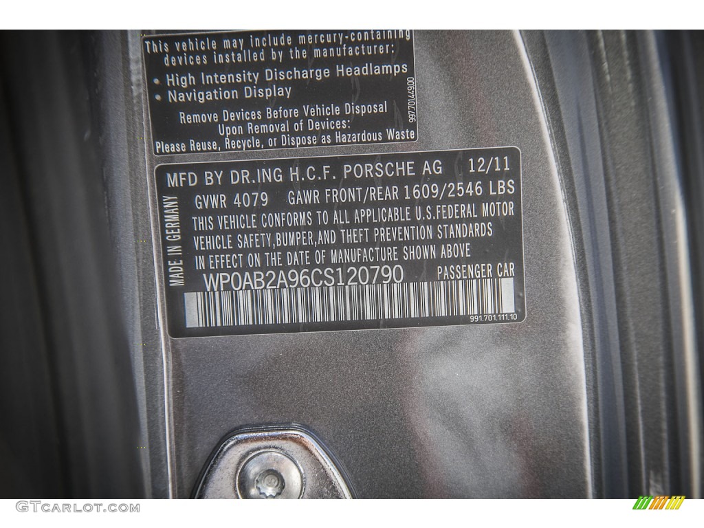 2012 911 Carrera S Coupe - Meteor Grey Metallic / Black photo #20