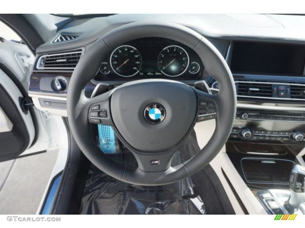 2015 BMW 7 Series 740Li Sedan Ivory White/Black Steering Wheel Photo #98984028