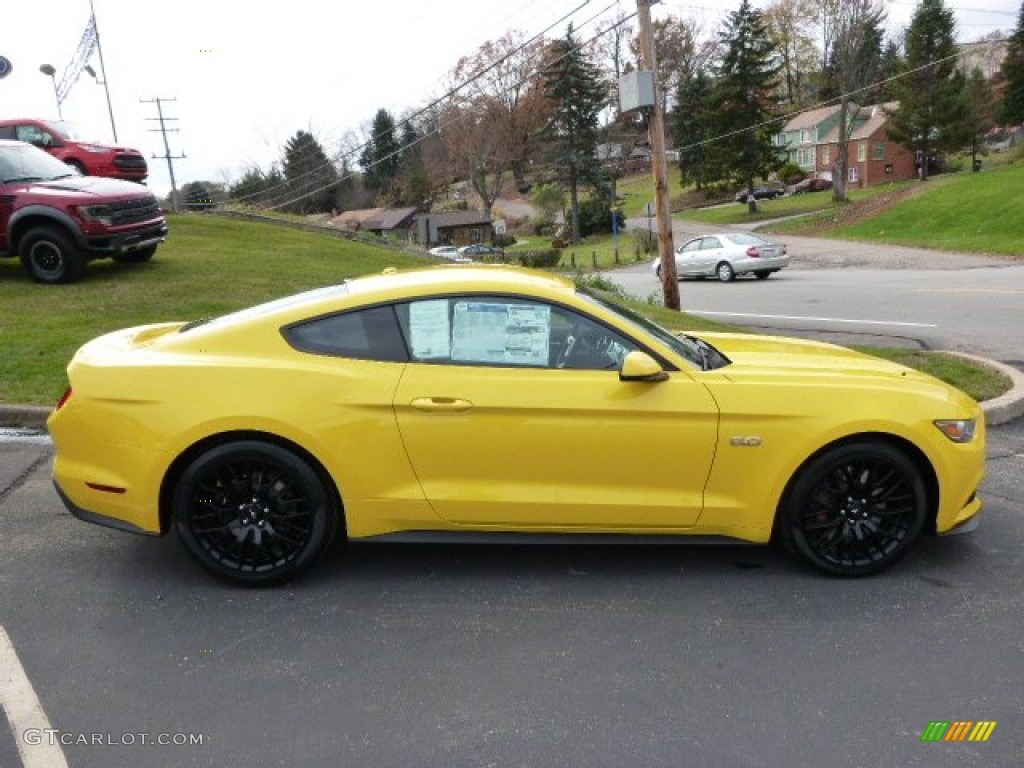 Triple Yellow Tricoat 2015 Ford Mustang GT Premium Coupe Exterior Photo #98989824
