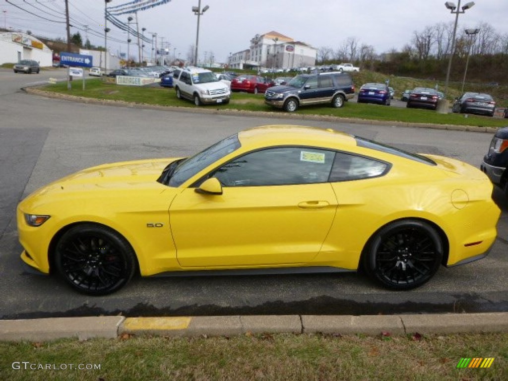 Triple Yellow Tricoat 2015 Ford Mustang GT Premium Coupe Exterior Photo #98989902