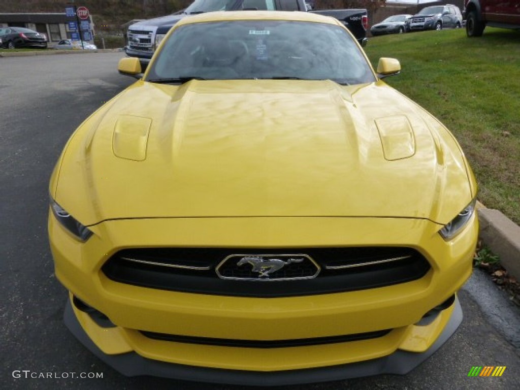 Triple Yellow Tricoat 2015 Ford Mustang GT Premium Coupe Exterior Photo #98989944