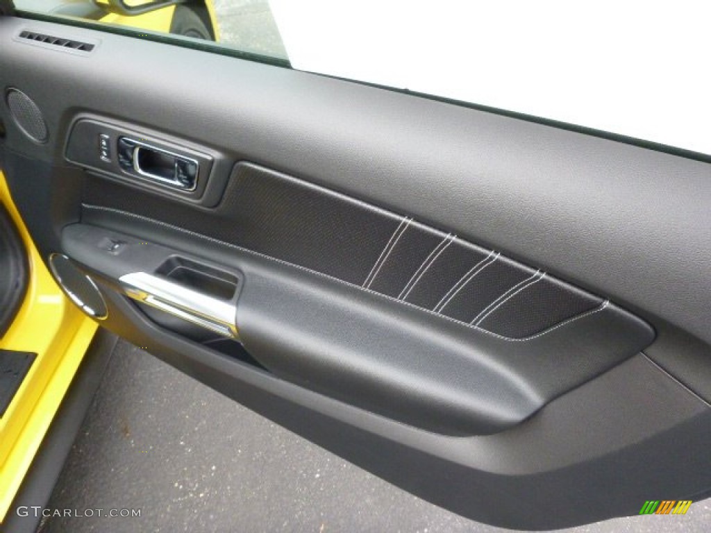 2015 Ford Mustang GT Premium Coupe 50 Years Raven Black Door Panel Photo #98990046