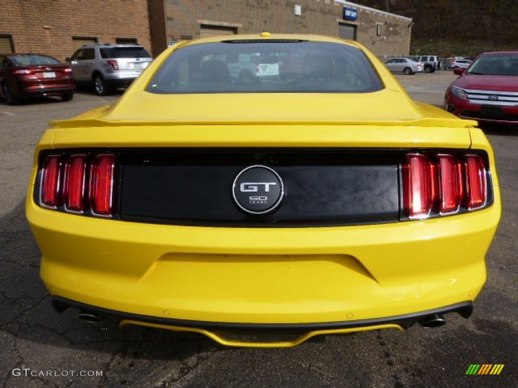 Triple Yellow Tricoat 2015 Ford Mustang GT Premium Coupe Exterior Photo #98990370
