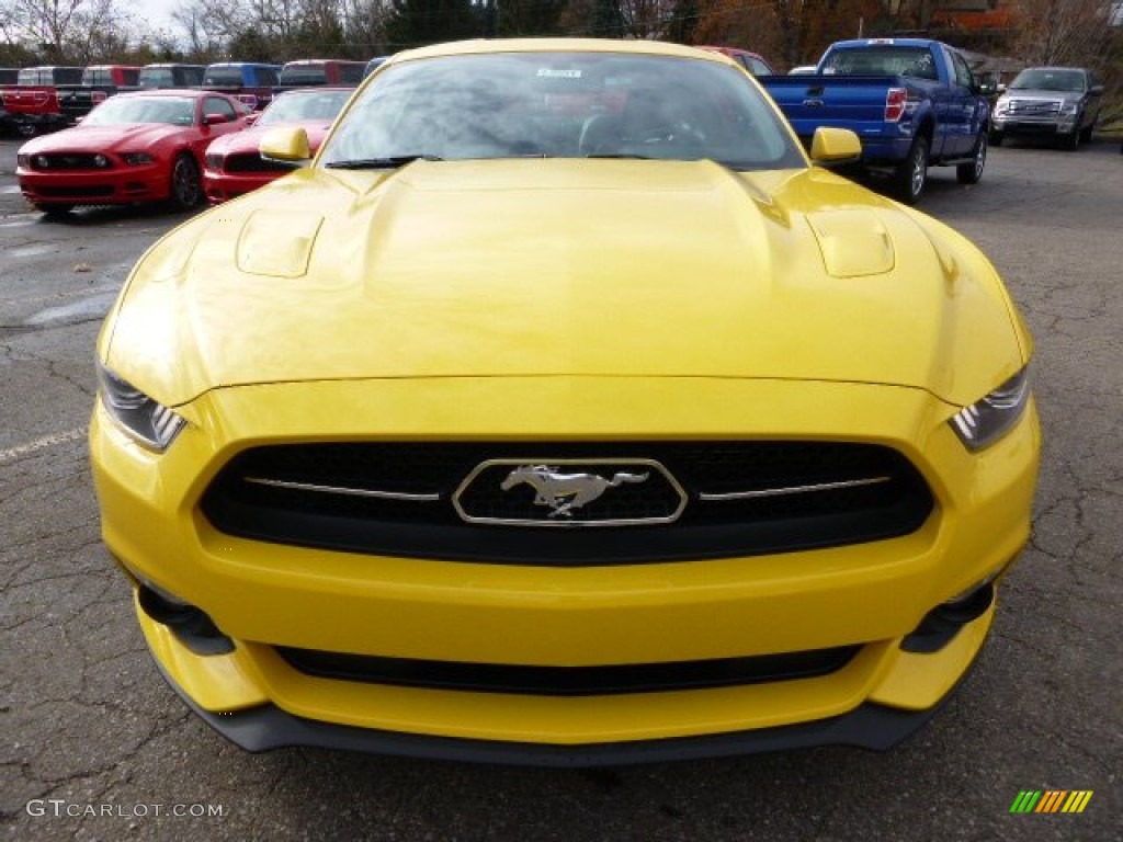 2015 Mustang GT Premium Coupe - Triple Yellow Tricoat / 50 Years Raven Black photo #8