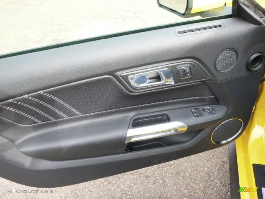 2015 Ford Mustang GT Premium Coupe 50 Years Raven Black Door Panel Photo #98990622