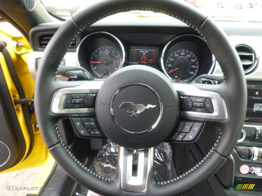 2015 Mustang GT Premium Coupe - Triple Yellow Tricoat / 50 Years Raven Black photo #19