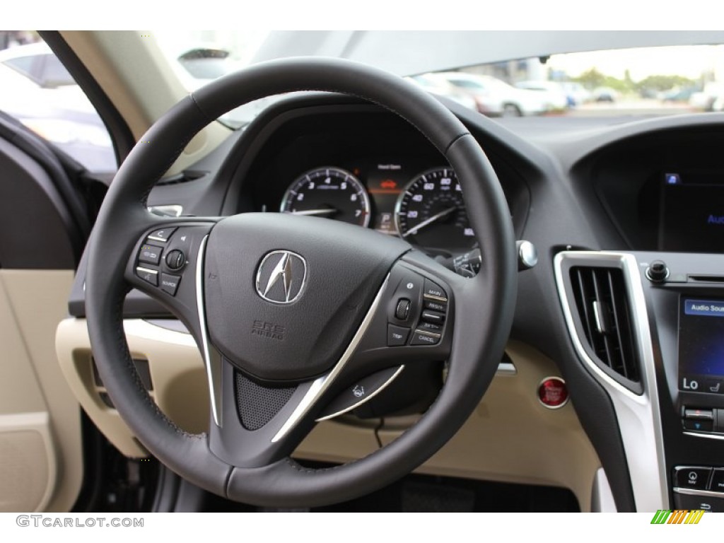 2015 Acura TLX 3.5 Technology SH-AWD Parchment Steering Wheel Photo #98993109