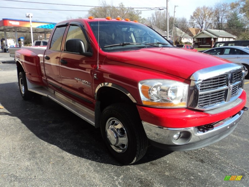 2006 Ram 3500 SLT Quad Cab 4x4 Dually - Flame Red / Medium Slate Gray photo #4