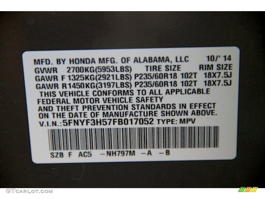 2015 Pilot EX-L - Modern Steel Metallic / Black photo #24