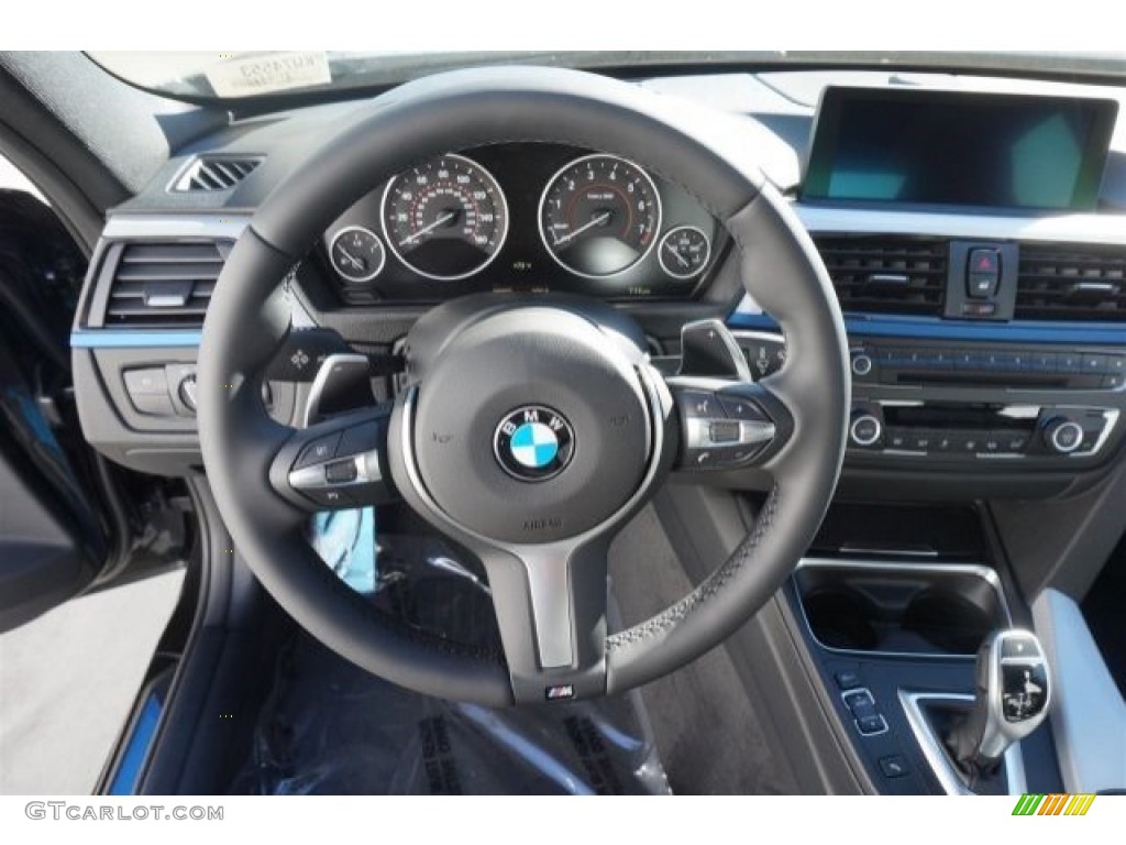 2015 BMW 3 Series 335i Sedan Black Steering Wheel Photo #99001989