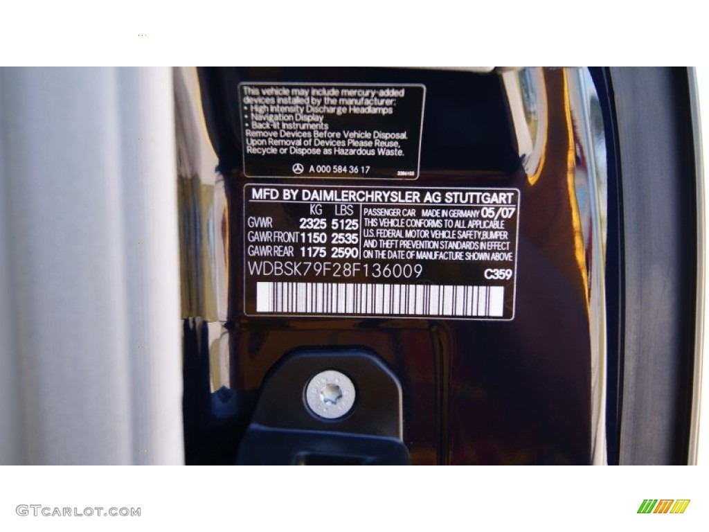 2008 SL Color Code 359 for Capri Blue Metallic Photo #99020799