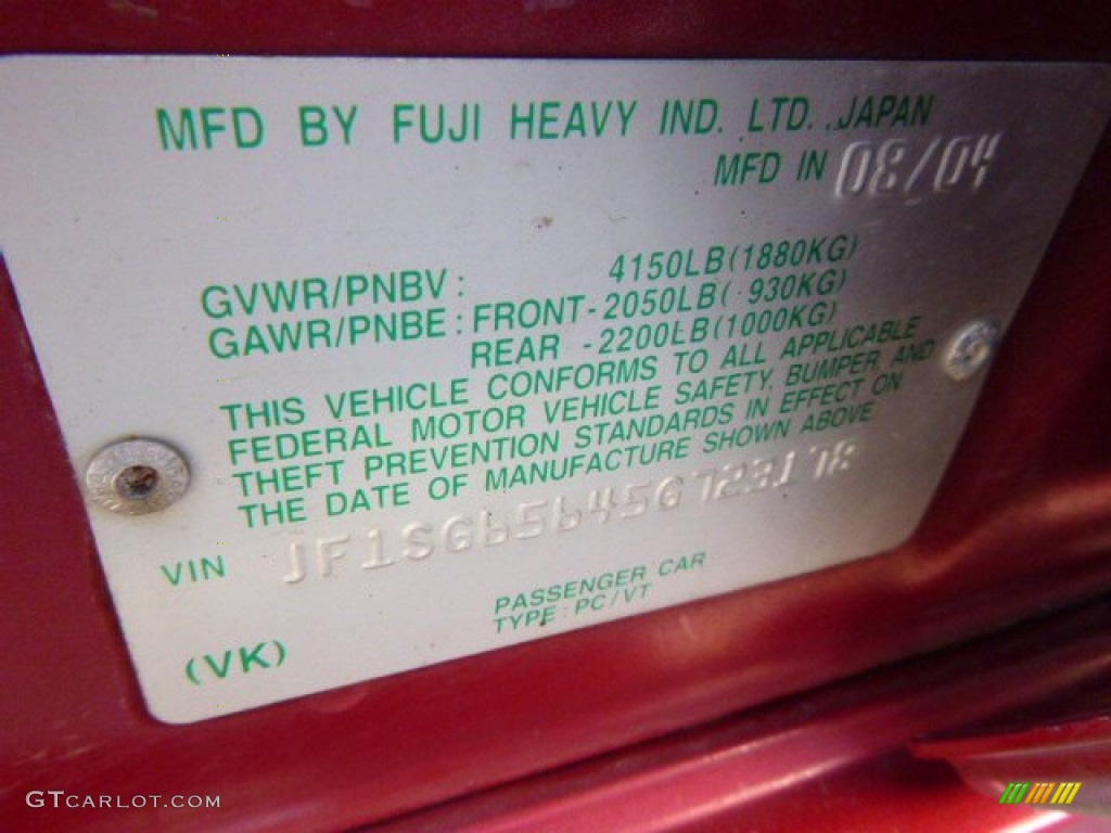2005 Forester 2.5 XS - Cayenne Red Pearl / Beige photo #19