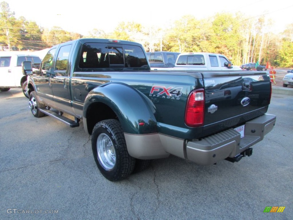 2012 F350 Super Duty King Ranch Crew Cab 4x4 Dually - Green Gem Metallic / Adobe photo #4