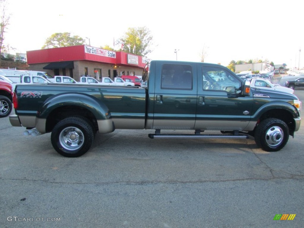 2012 F350 Super Duty King Ranch Crew Cab 4x4 Dually - Green Gem Metallic / Adobe photo #7