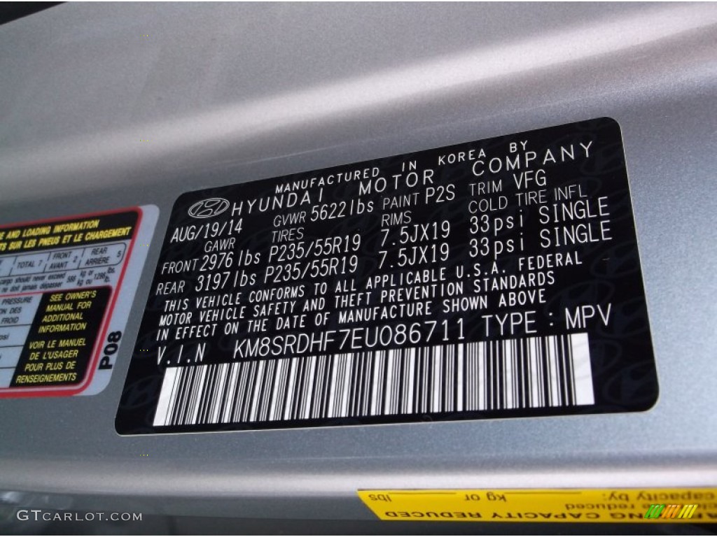 2014 Santa Fe Color Code P2S for Iron Frost Photo #99032466
