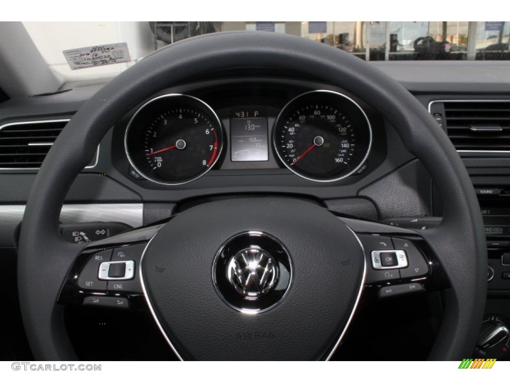 2015 Volkswagen Jetta SE Sedan Titan Black Steering Wheel Photo #99032736