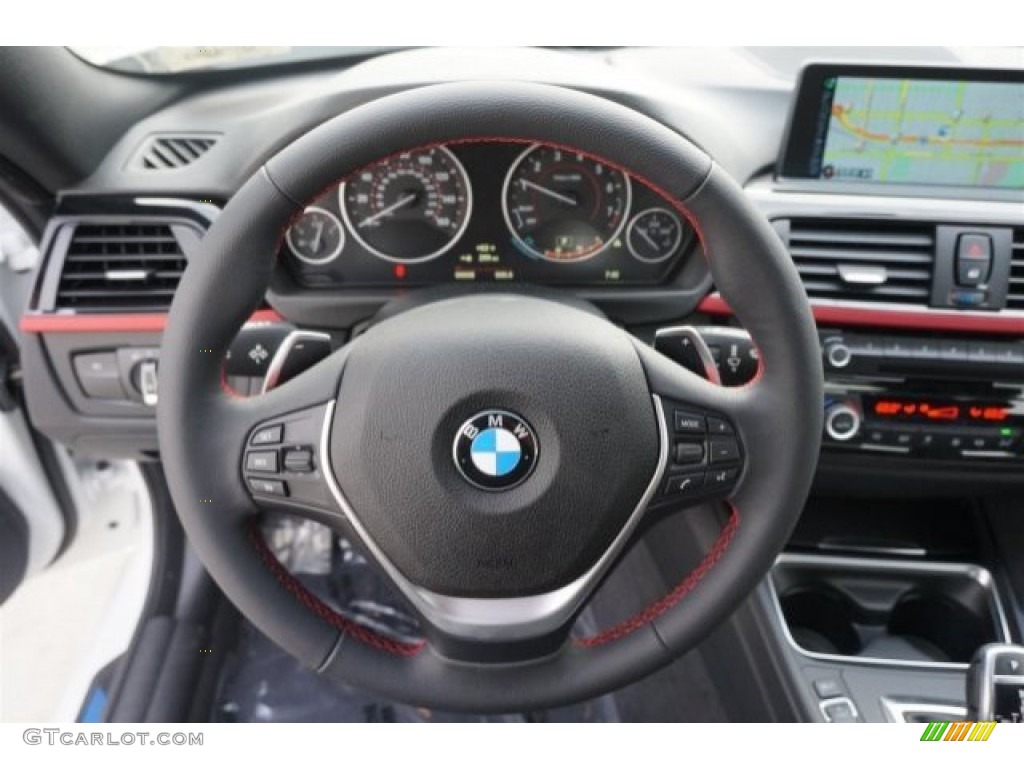 2015 BMW 4 Series 428i Gran Coupe Black Steering Wheel Photo #99034944