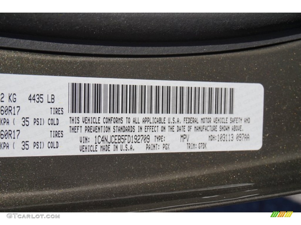 2015 Compass Color Code PGX for Eco Green Pearl Photo #99038913