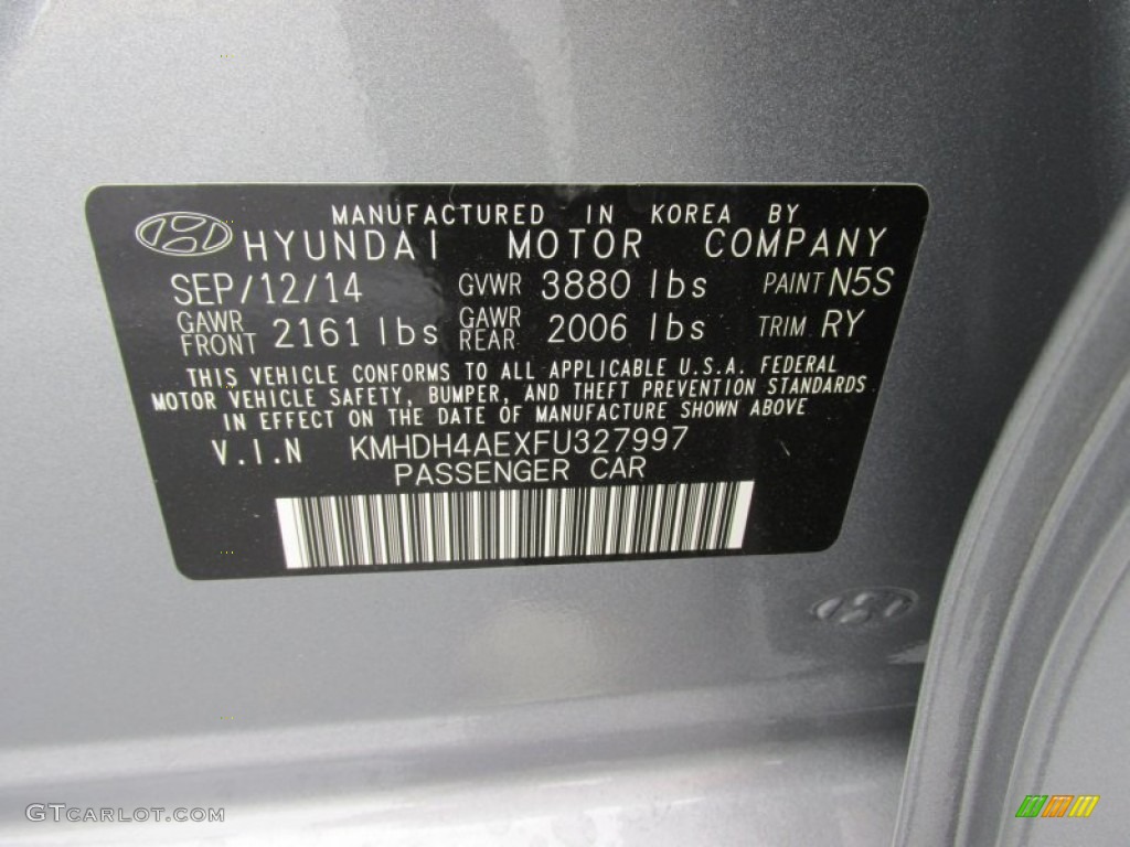 2015 Elantra Limited Sedan - Titanium Gray Metallic / Black photo #35