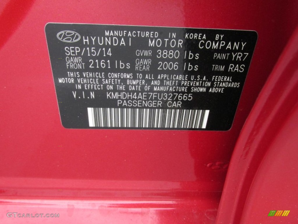 2015 Elantra Limited Sedan - Geranium Red / Gray photo #35