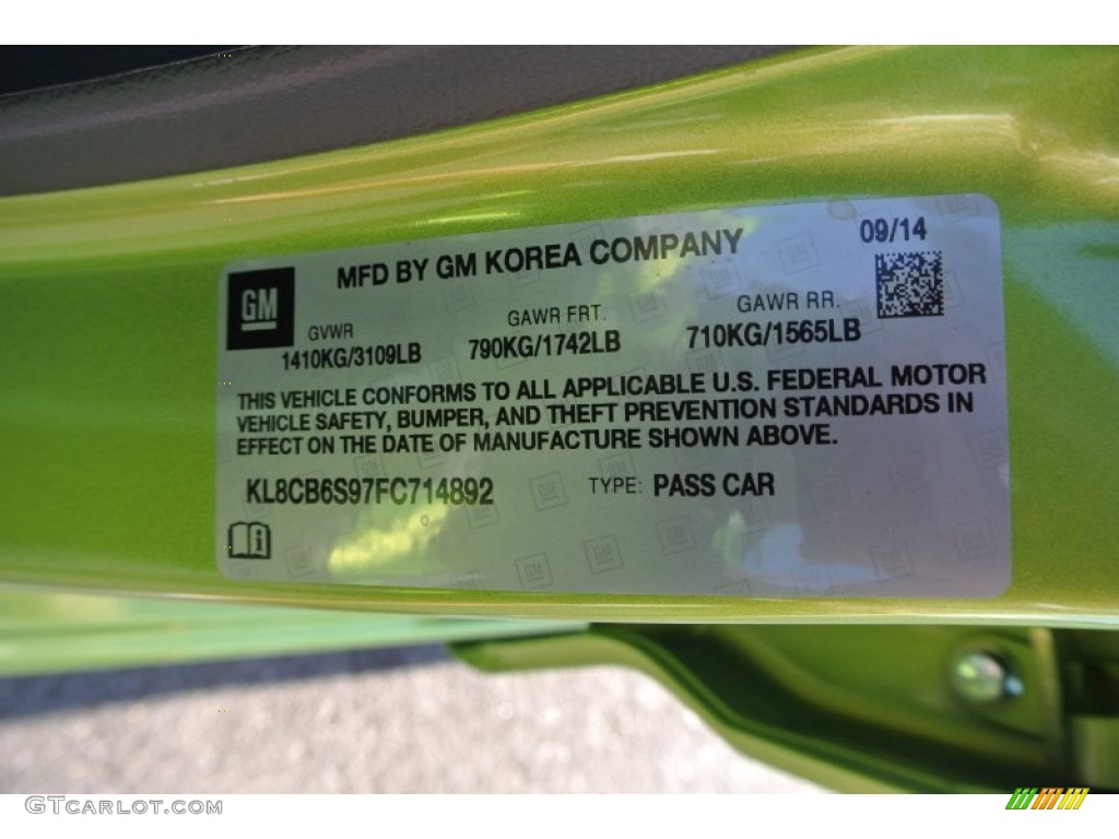 2015 Chevrolet Spark LS Info Tag Photos