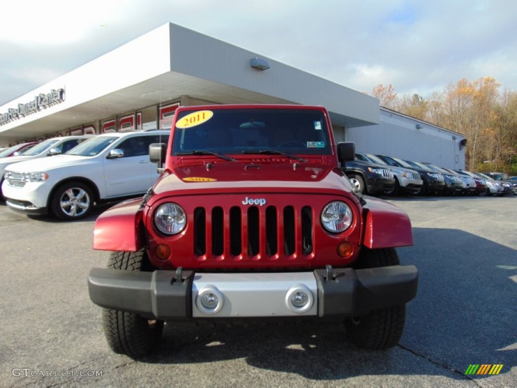 2011 Wrangler Unlimited Sahara 4x4 - Deep Cherry Red / Black/Dark Saddle photo #8